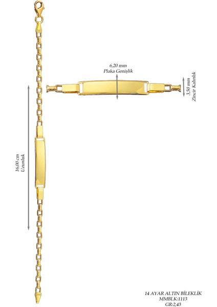 Çocuk 14 Ayar Altın Künye Bileklik modelleri