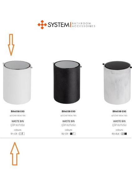 Hareketli Çöp Kovası Beyaz Krom 3 Lt - BA4038 030 R1-Cr fiyatları