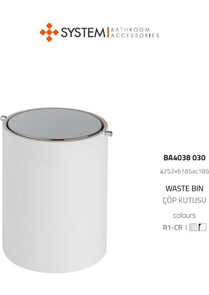 Hareketli Çöp Kovası Beyaz Krom 3 Lt - BA4038 030 R1-Cr modelleri
