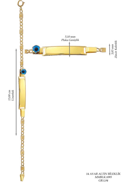 Çocuk 14 Ayar Altın Nazar Göz Taşlı Künye Bileklik modelleri