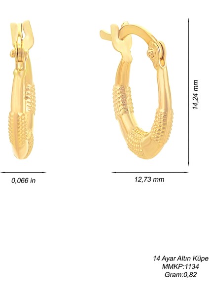 Kadın 14 Ayar Altın Halka KÜPE-MMKP1134