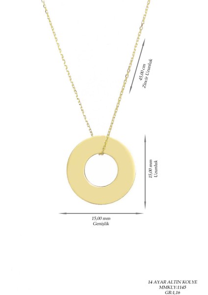 Kadın 14 Ayar Altın Halka Kolye modelleri