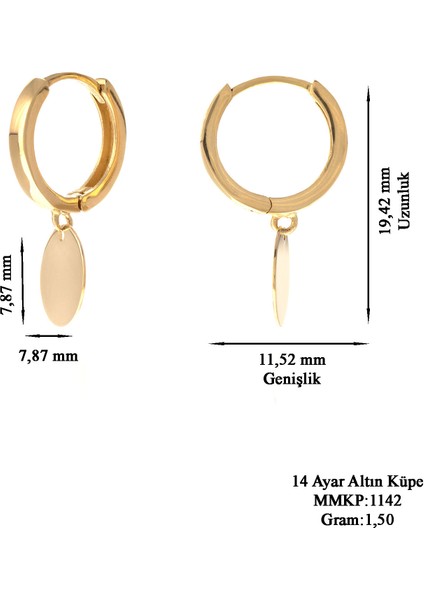Kadın 14 Ayar Altın Sallantılı Samanyolu KÜPE-MMKP1142