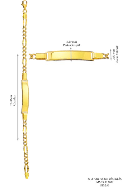 Çocuk 14 Ayar Altın Künye Bileklik modelleri