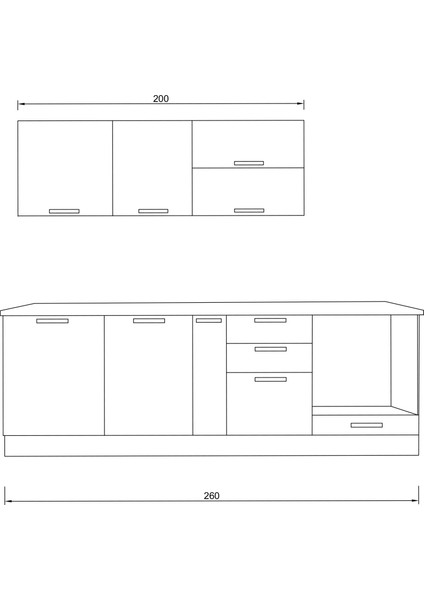 260 cm Ruby Mutfak Dolabı