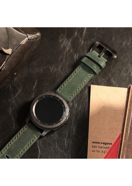 Samsung Galaxy Watch 4 5 6 / Watch 6 Classic 40MM 43MM 44MM 47MM Watch 5 Watch 5 Pro 40MM 44MM 45MM Watch 4 40MM 42MM 44MM 46MM Oval Uçlu Yeşil Deri Kordon 20MM Hakiki Deri Kayış fırsatları