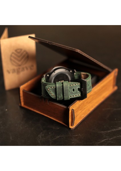 Samsung Galaxy Watch 4 5 6 / Watch 6 Classic 40MM 43MM 44MM 47MM Watch 5 Watch 5 Pro 40MM 44MM 45MM Watch 4 40MM 42MM 44MM 46MM Oval Uçlu Yeşil Deri Kordon 20MM Hakiki Deri Kayış modelleri