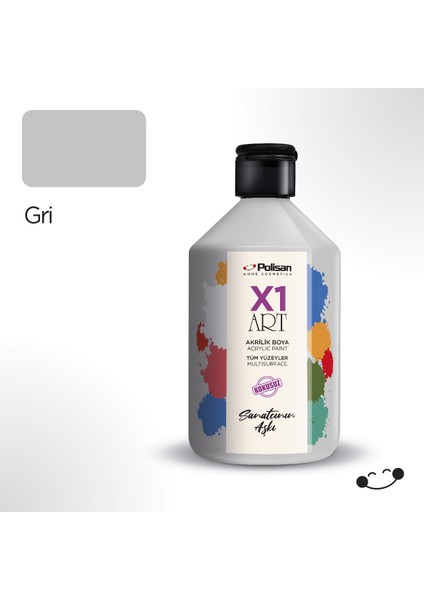 X1 Art Multisurface Hobi Boyası Gri 500 ml