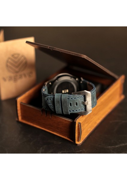 Samsung Galaxy Watch 4 5 6 / Watch 6 Classic 40MM 43MM 44MM 47MM Watch 5 Watch 5 Pro 40MM 44MM 45MM Watch 4 40MM 42MM 44MM 46MM Oval Uçlu Deri Kordon 20MM Hakiki Deri Kayış Mavi fırsatları