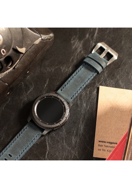 Samsung Galaxy Watch 4 5 6 / Watch 6 Classic 40MM 43MM 44MM 47MM Watch 5 Watch 5 Pro 40MM 44MM 45MM Watch 4 40MM 42MM 44MM 46MM Oval Uçlu Deri Kordon 20MM Hakiki Deri Kayış Mavi indirimleri