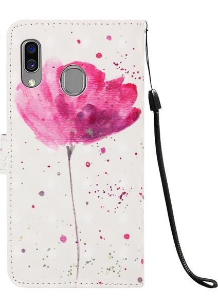 Samsung Galaxy A40 Için Kayışla Desen Baskı Pu Deri Cüzdan Kılıfı - Çiçek (Yurt Dışından) modelleri