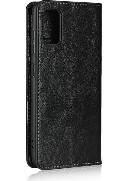 Samsung Galaxy A41 (Global Versiyon) Için Crazy Horse Cilt Orijinal Deri Cüzdan Telefon Kılıfı -Black (Yurt Dışından) fiyatları