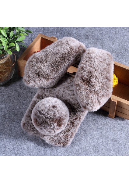 Samsung Galaxy S10 Için Tavşan Şekli Kabarık Kürk Kaplı Rhinestone Tpu Kasası - Kahve (Yurt Dışından) fiyatları