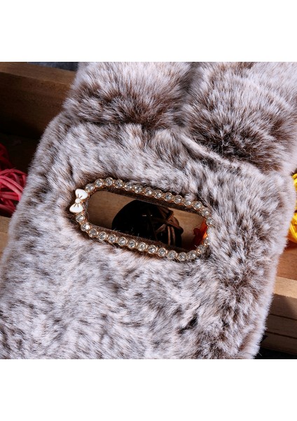 Samsung Galaxy S10 Için Tavşan Şekli Kabarık Kürk Kaplı Rhinestone Tpu Kasası - Kahve (Yurt Dışından) modelleri