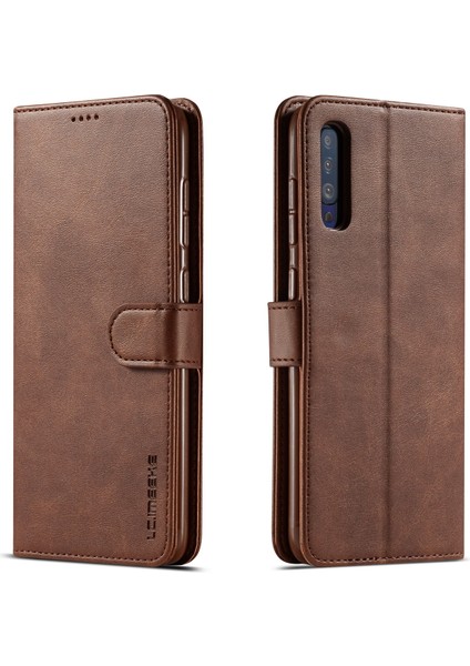 Samsung Galaxy A70 Için Deri Cüzdan Kılıfı - Kahve (Yurt Dışından)