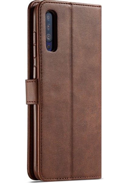 Samsung Galaxy A70 Için Deri Cüzdan Kılıfı - Kahve (Yurt Dışından)