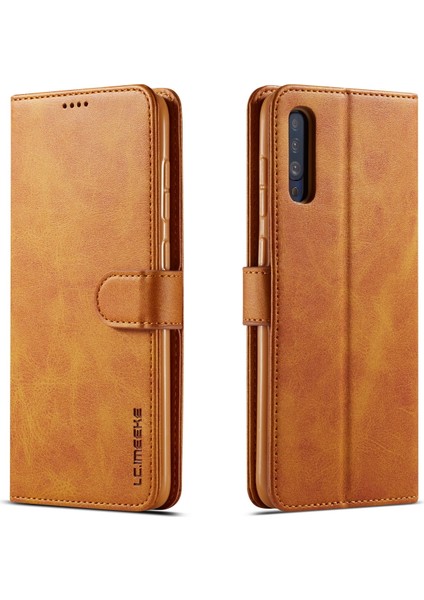 Samsung Galaxy A70 Için Deri Cüzdan Kılıfı - Kahverengi (Yurt Dışından)