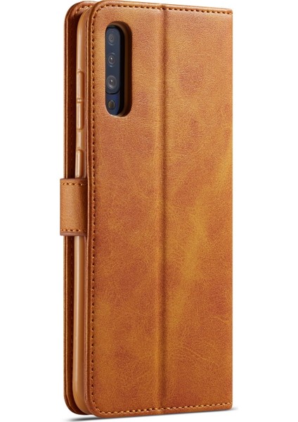 Samsung Galaxy A70 Için Deri Cüzdan Kılıfı - Kahverengi (Yurt Dışından)