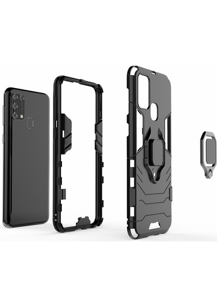 Samsung Galaxy M31-Black Için Serin Koruma Yüzüğü Tutucu Kickstand Pc+Tpu Şık Kılıf (Yurt Dışından) modelleri