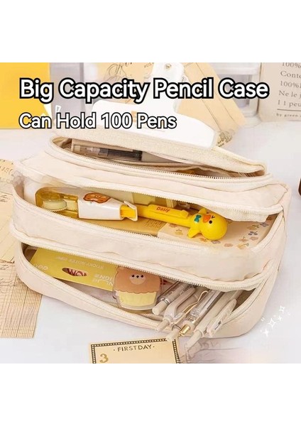 3 Bölmeli Büyük Kapasiteli Kalem Kutusu - Mavi (Yurt Dışından) fiyatları