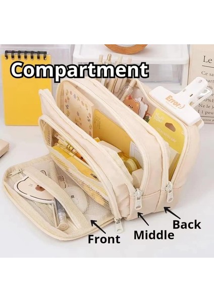 3 Bölmeli Büyük Kapasiteli Kalem Kutusu - Mavi (Yurt Dışından) modelleri