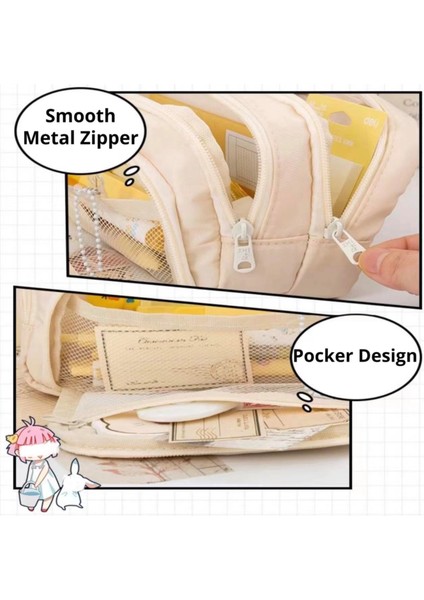 3 Bölmeli Büyük Kapasiteli Kalem Kutusu - Mavi (Yurt Dışından) fırsatları