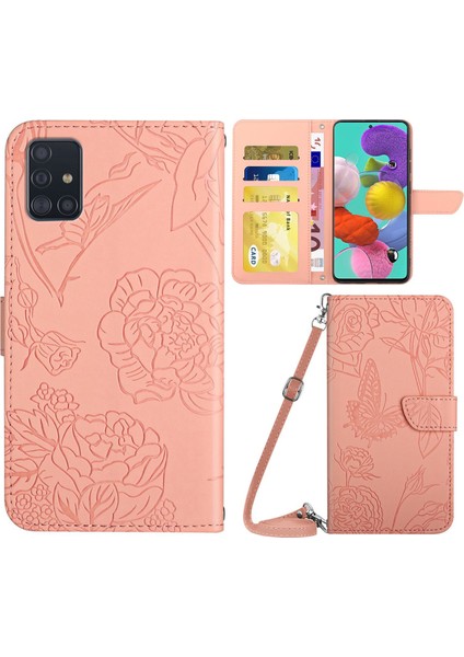 Samsung Galaxy A51-Pınk Çiçekleri Için Baskı Yüzey Cam Geri+Tpu Cep Telefonu Kılıfı (Yurt Dışından)