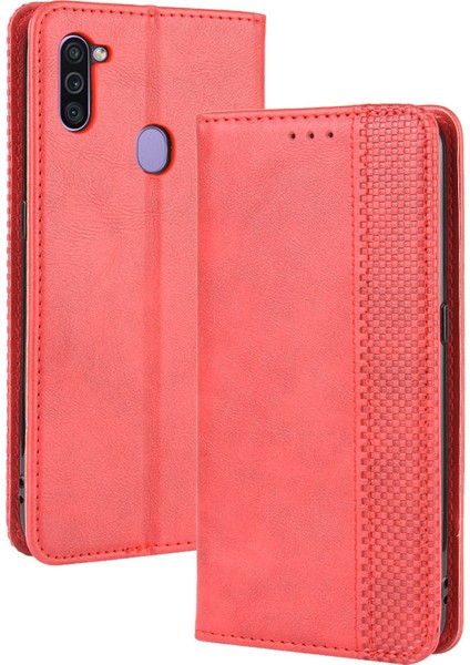 Samsung Galaxy M30s/M2-Red Için Retro Deri Cüzdan Stand Kılıfı (Yurt Dışından) modelleri