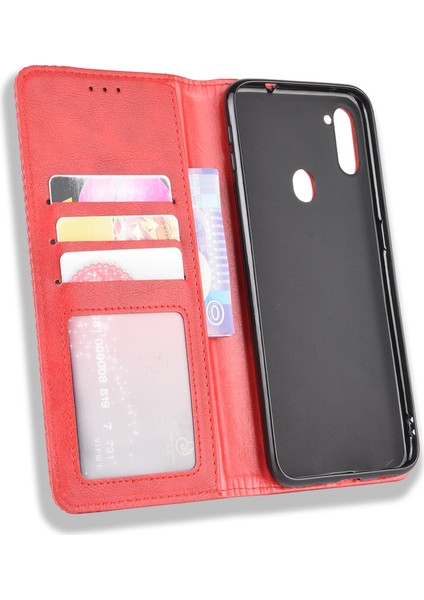 Samsung Galaxy M30s/M2-Red Için Retro Deri Cüzdan Stand Kılıfı (Yurt Dışından) fırsatları