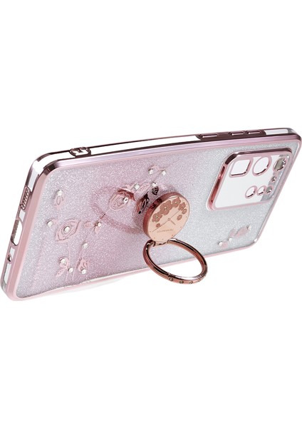 Samsung Galaxy S20 Ultra Gradient Glitter Rhinestone Dekor Dekor Desen Telefon Kapak Çizgisi Altın (Yurt Dışından) modelleri