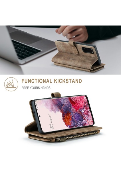 Üç Katlı Cüzdan Kickstand Tasarımı Samsung Galaxy S20 Ultra-Yeşil Için Manyetik Çıkarılabilir Kablosuz Şarj Hibrit Kılıf (Yurt Dışından) modelleri