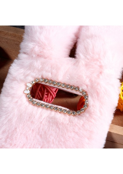 Samsung Galaxy S10 Için Tavşan Şekli Kabarık Kürk Kaplı Rhinestone Tpu Kılıfı - Pembe (Yurt Dışından) modelleri