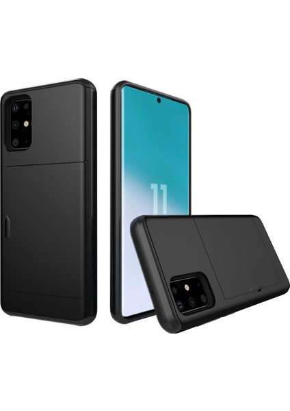 Samsung Galaxy S20 Plus-Black Için Kart Yuvası Pc+Tpu Hibrit Koruyucu Kılıf (Yurt Dışından)