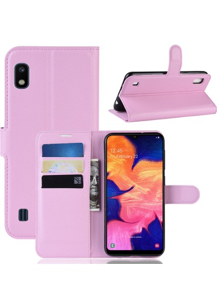 Samsung Galaxy A10-Blue Için Kelebek Çiçek Pu Deri Flip Stand Telefon Kılıfı (Yurt Dışından)