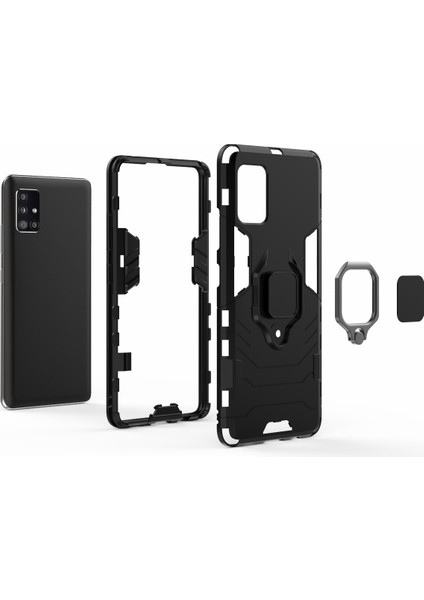 Samsung Galaxy A51 5g-Black Için Serin Koruma Halka Tutucu Kickstand Pc Tpu Hibrid Kasa Koruyucu Kabuk (Yurt Dışından) fırsatları