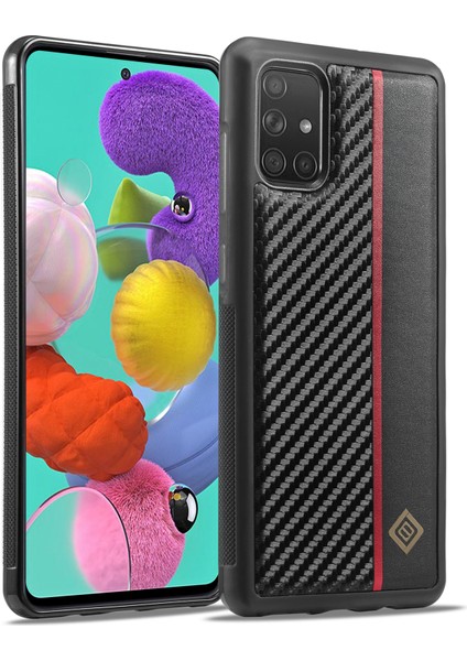 Samsung Galaxy A51-Rose Için Karbon Fiber Doku Cam Geri+Tpu Combo Kabuk Kılıfı (Yurt Dışından)