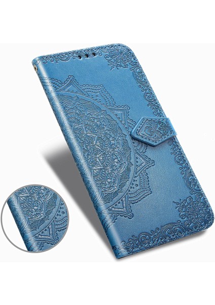 Samsung Galaxy A10 Için Mandala Çiçek Telefon Kapağı Kılıfı Deri Cüzdan-Kırmızı (Yurt Dışından) modelleri