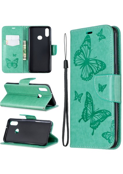 Samsung Galaxy A10s-Dark Blue/Gül Için Gradyan Renk Temsilli Cam+Pc+Tpu Hibrit Telefon Kılıfı (Yurt Dışından)