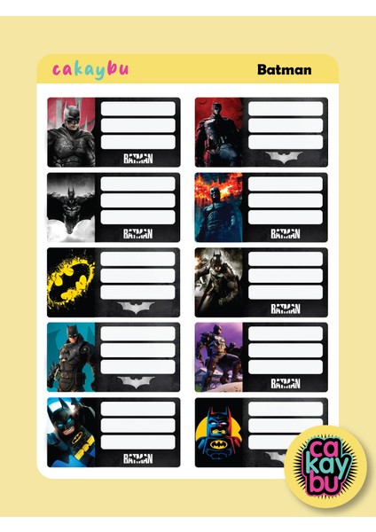 Batman Okul Defter Etiket Yapıştırma Sticker