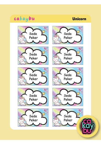 1 Sayfa Unicorn Okul Defter Etiket Sticker fiyatları