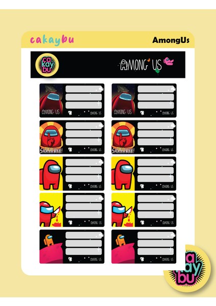 Amongus Okul Defter Etiket Yapıştırma Sticker