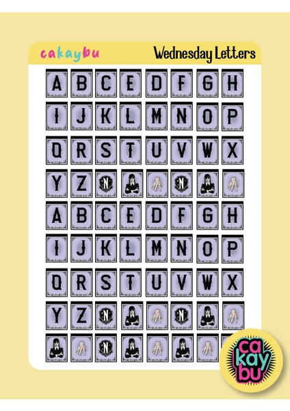 Wednesday Addams Letters Sticker Set