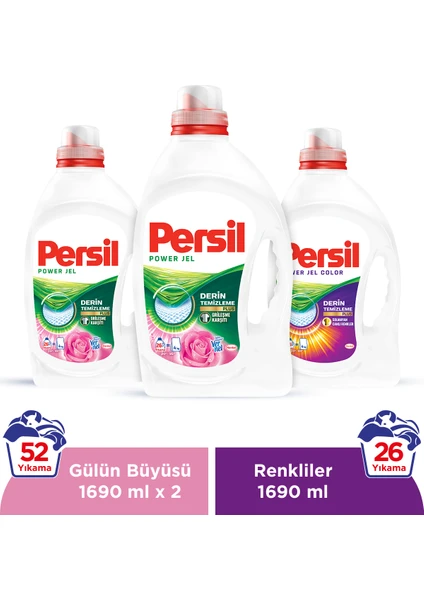 Gülün Büyüsü Sıvı Çamaşır Deterjanı 26 Yıkama x 2 adet + Persil Color Jel Deterjan 26 yıkama