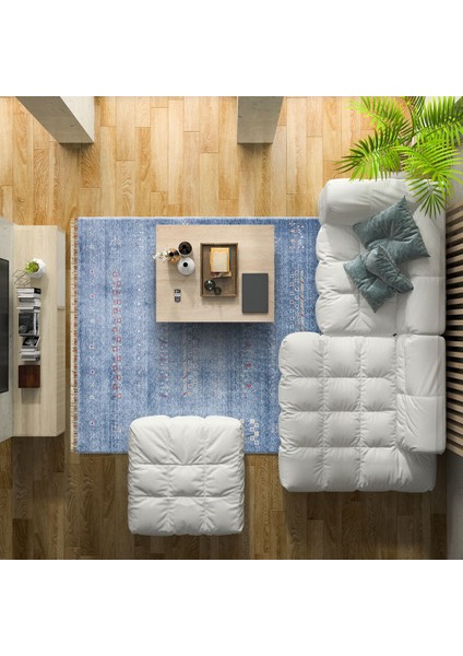 Zara Zr 06 Blue Otantik Desenli Özel Hav Vermeyen ve Kolay Temizlenebilir Tensel Kullanılarak El Emeği Ile Özel Tezgahlarda Üretilen Modern Uşak Halısı indirimleri