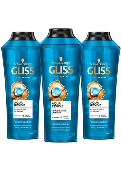 Aqua Revive Hyaluron ve Deniz Yosunu içeren Nemlendirici Şampuan 500 ml x 3 Adet
