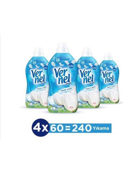 Max Konsantre Çamaşır Yumuşatıcısı 4 x 1440ML (240 Yıkama) Taze Lale