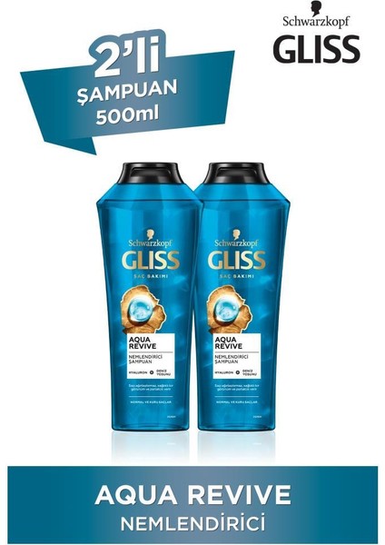 Aqua Revive Hyaluron ve Deniz Yosunu Içeren Nemlendirici Şampuan 500 ml x 2 Adet