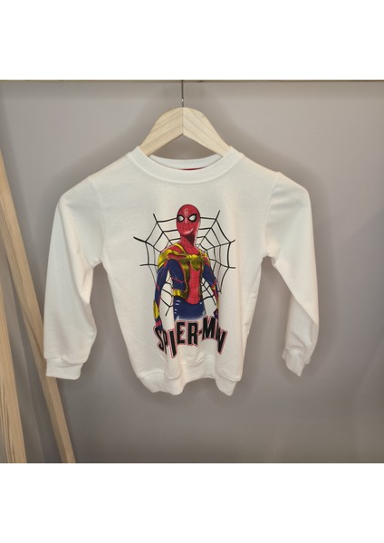 Spiderman Desenli Beyaz Kırmızı Mevsimlik Erkek Çocuk Takım