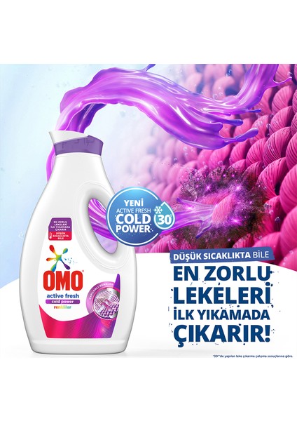 Sıvı Active Fresh Cold Power Beyazlar Için + Omo Sıvı Active Fresh Cold Power Renkliler Için Çamaşır Deterjanı 1690 ml