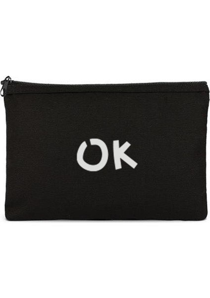 Ok Baskılı Clutch Makyaj Çantası